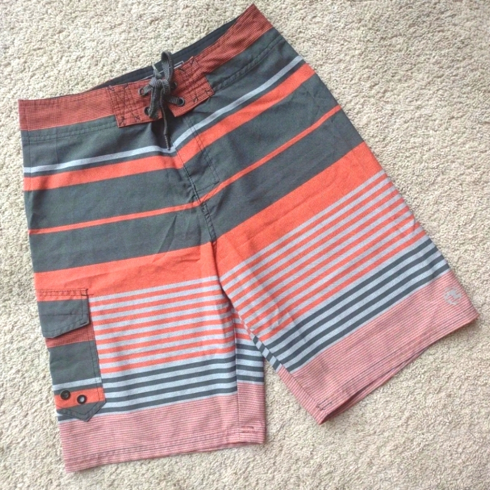 Hybrid Swim Board Trunks Men's Size 30 (W31) Striped Pockets Lightweight